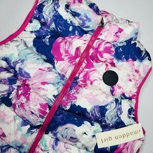 Madden Girl Girls Juniors Puffer Vest Size 18 NWT Floral Print Zip Front Quilted